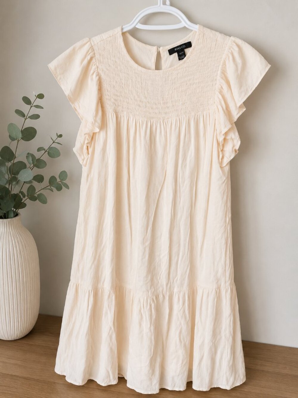 RW&CO Pale Peach Flutter Sleeve Mini Dress XS